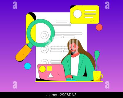 Personnel doing job interview flat vector concept operation hand drawn illustration Stock Vector