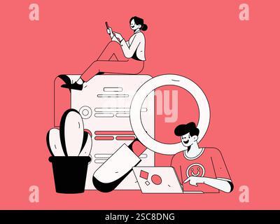 Personnel doing job interview flat vector concept operation hand drawn illustration Stock Vector