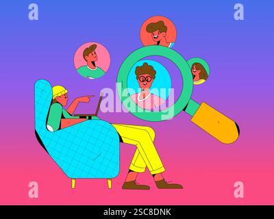 Personnel doing job interview flat vector concept operation hand drawn illustration Stock Vector
