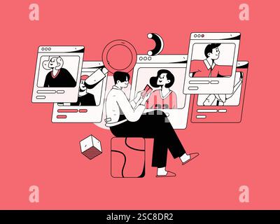 Personnel doing job interview flat vector concept operation hand drawn illustration Stock Vector