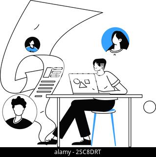 Personnel doing job interview flat vector concept operation hand drawn illustration Stock Vector