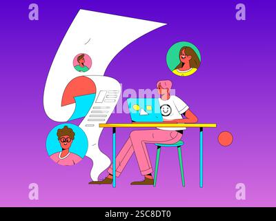Personnel doing job interview flat vector concept operation hand drawn illustration Stock Vector
