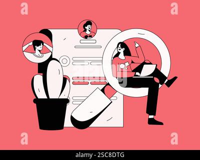 Personnel doing job interview flat vector concept operation hand drawn illustration Stock Vector