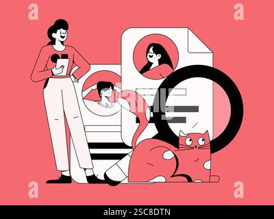Personnel doing job interview flat vector concept operation hand drawn illustration Stock Vector