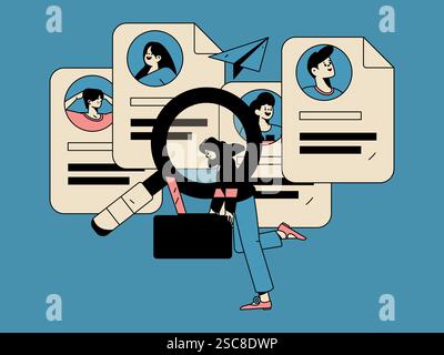 Personnel doing job interview flat vector concept operation hand drawn illustration Stock Vector