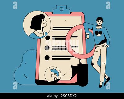 Personnel doing job interview flat vector concept operation hand drawn illustration Stock Vector