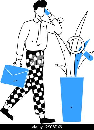 Personnel doing job interview flat vector concept operation hand drawn illustration Stock Vector