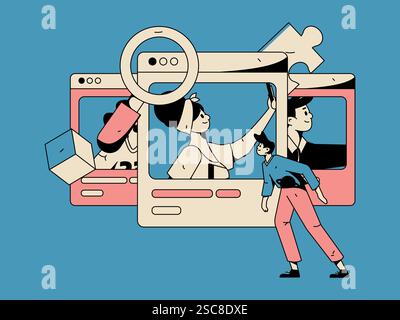 Personnel doing job interview flat vector concept operation hand drawn illustration Stock Vector