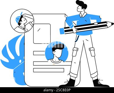 Personnel doing job interview flat vector concept operation hand drawn illustration Stock Vector