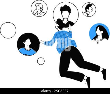 Personnel doing job interview flat vector concept operation hand drawn illustration Stock Vector