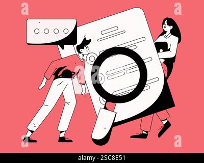 Personnel doing job interview flat vector concept operation hand drawn illustration Stock Vector