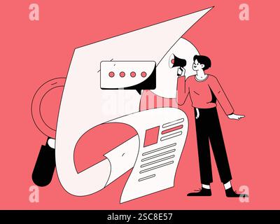Personnel doing job interview flat vector concept operation hand drawn illustration Stock Vector