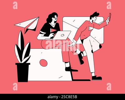 Personnel doing job interview flat vector concept operation hand drawn illustration Stock Vector