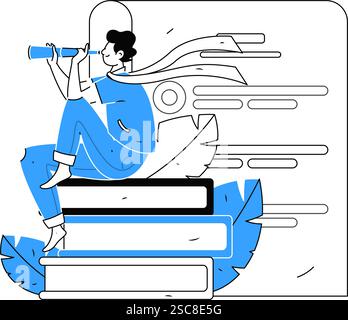 Personnel doing job interview flat vector concept operation hand drawn illustration Stock Vector