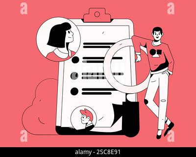 Personnel doing job interview flat vector concept operation hand drawn illustration Stock Vector