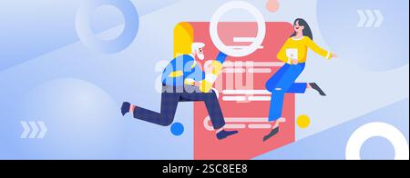 Personnel doing job interview flat vector concept operation hand drawn illustration Stock Vector