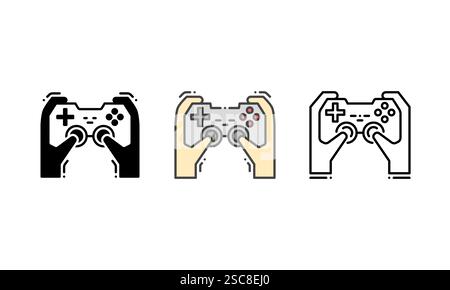 game controller icon - symbolizing gaming as a hobby. vector icon with Outline, Glyph and Filled Outline Style Stock Vector