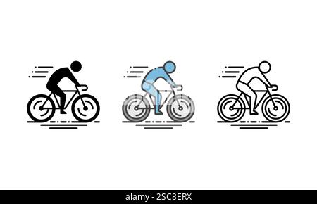 bicycle icon - symbolizing cycling as a hobby and outdoor activity. vector icon with Outline, Glyph and Filled Outline Style Stock Vector