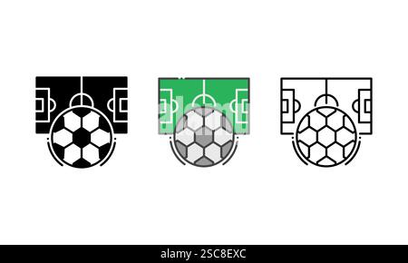 football icon - symbolizing the love for the sport and the hobby of playing football. vector icon with Outline, Glyph and Filled Outline Style Stock Vector