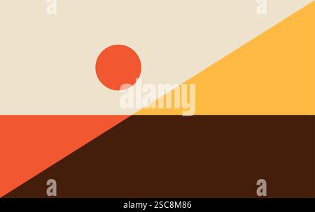 Mountain Art With Sun Simple Background. Mountain Poster Vector Stock Vector