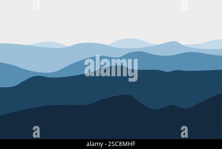 Vector background with landscape, mountains blue gradient Stock Vector