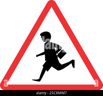 School ahead sign warning sign. Red triangle background. Traffic signs and symbols. Stock Vector