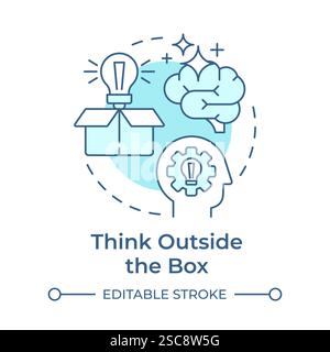 Think outside the box soft blue concept icon Stock Vector