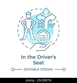 In the drivers seat soft blue concept icon Stock Vector