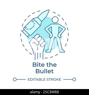Bite the bullet soft blue concept icon Stock Vector