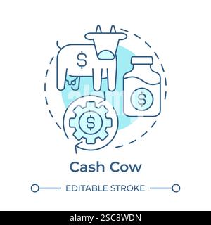 Cash cow soft blue concept icon Stock Vector