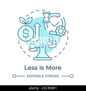 Less is more soft blue concept icon Stock Vector