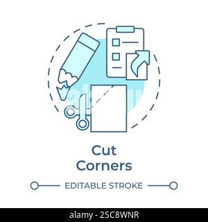Cut corners soft blue concept icon Stock Vector