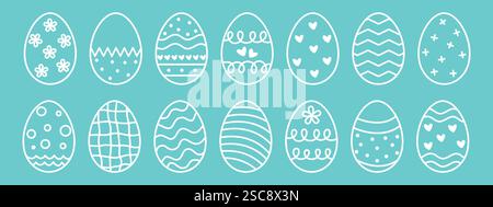 White silhouette of painted Easter eggs Stock Vector