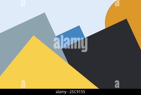 Landscape abstract posters art vector. mountain and sun background Stock Vector