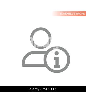 User info sign line vector. Personal details and contact or information icon. Stock Vector