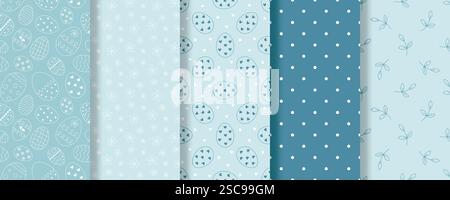 Cute cozy Easter collage of seamless patterns Stock Vector
