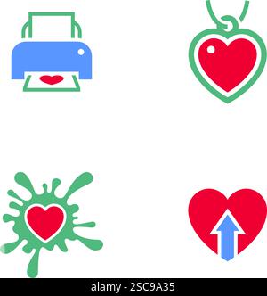Set icons or Valentines day symbols, holiday signs designed for celebration, vector trendy modern style. Stock Vector