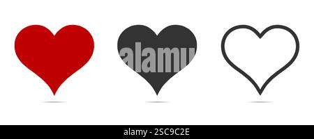 Collection of Love Heart Symbol Icons. Love symbol icon set, love symbol vector Stock Vector