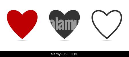 Collection of Love Heart Symbol Icons. Love symbol icon set, love symbol vector Stock Vector