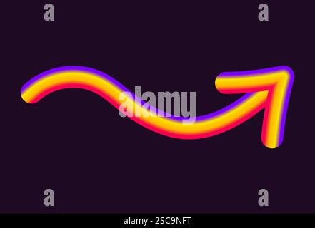 vibrant neon vector design featuring arrows in various shapes and directions. arrows have glowing gradient effect, combining light hues of yellow, ora Stock Vector