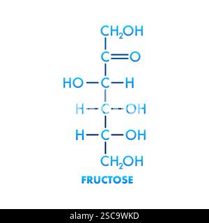 Fructose Molecular Formula Representing Chemical Structure of Simple Sugar Stock Vector