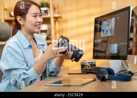 Photographer working in a studio Stock Photo