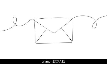 paper envelope in a continuous one-line drawing style. A simple and minimalist Stock Vector