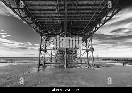 Underneath the pier in cromer norfolk Stock Photo