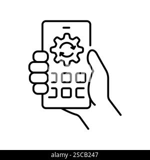 Mobile platforms black line icon. Vector isolated element. Editable stroke. Stock Vector