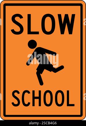 School children playing sign. Orange background. Traffic signs and symbols. Stock Vector