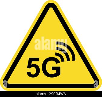 5G network health warning zone sign. Dangerous signs and symbols. Stock Vector