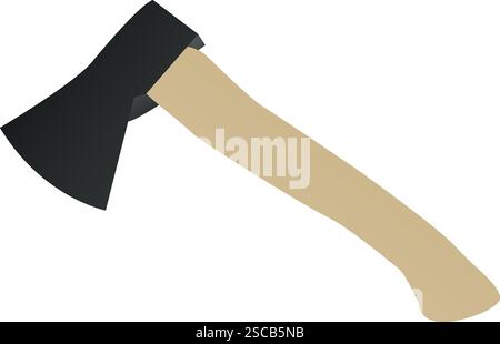 Wooden handle camping axe vector. Tools signs and symbols. Stock Vector