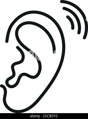 Sound hearing ear icon sign. Signs and symbols. Stock Vector