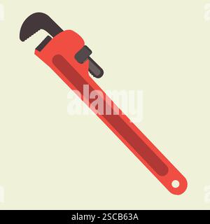 Adjustable wrench tool for pipe work. Plumbing tool vector design. Stock Vector